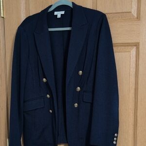 Coldwater Creek Women's Navy Double-Breasted Blazer with Gold Buttons